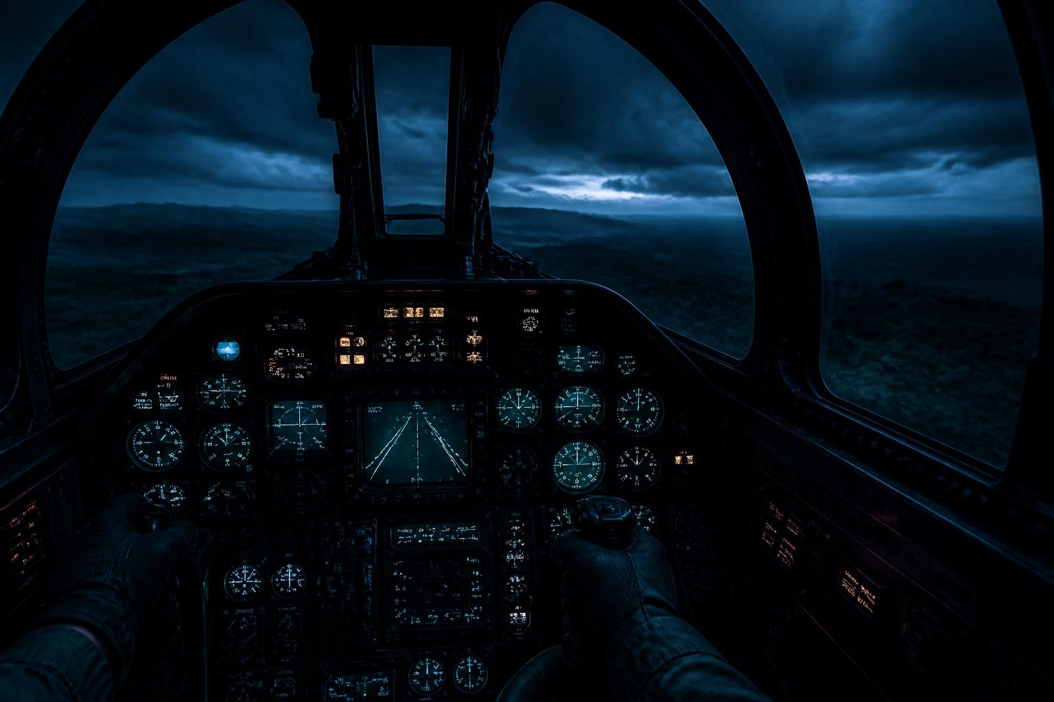 F-111 cockpit at night