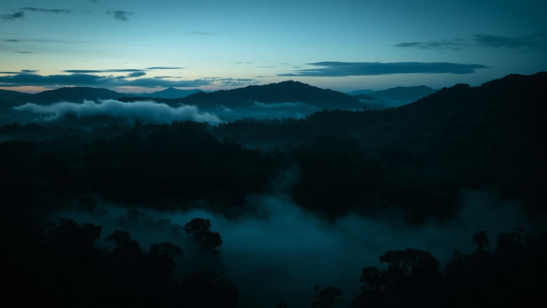 Colombian jungle at dusk